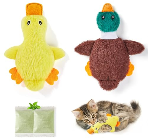 Potaroma Catnip Cat Toys 2 Pack, Duck & Platypus Crinkle Kickers