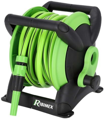 RIBIMEX Dévidoir tuyau arrosage 15m - PRA/DB.11041 Noir et vert