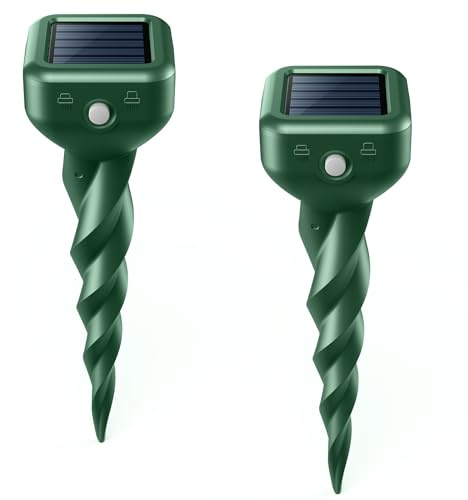 Solar Maulwurf Vertreiber & Maulwurfvertreiber [2er Pack] - Wasserdicht IP65, 3-Fach Vibration, Solarbetrieben Wühlmaus Vertreiber für Garten, Rasen, Hof, Bauernhof