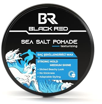 Black Red Pomata al sale marino da uomo, 120 ml, tenuta forte con lucentezza media, cera testurizzante per capelli effetto spiaggia, controllo flessibile e formula a base d'acqua