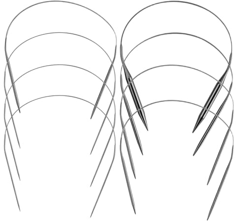 8 pezzi ferri circolari in metallo, ferri da maglia circolari, ferri circolari, 40 cm, 2/2,5/3/3,5/4/4,5/7/8 mm, per cappelli, guanti, calzini, sciarpe, sottobicchieri, maniche lavorati a maglia