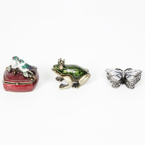 3 Pack Mini Trinket Box, Metal Jewelry Box, Decorative Jewelry Organizer for Ring Earring, Vintage Small Box for Storage and Display