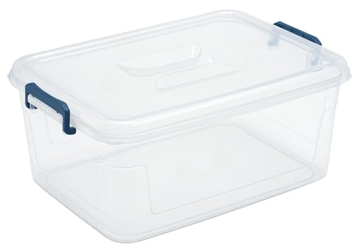 Tribello Plastic Storage Bins with Lids, Clear Stackable Storage Containers - 21 Qt