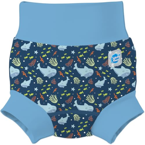 Splash About Happy Nappy Duo Reuseable Swim Nappy for Babies and Toddlers (Shark Reef Blue, 3-4 Years)