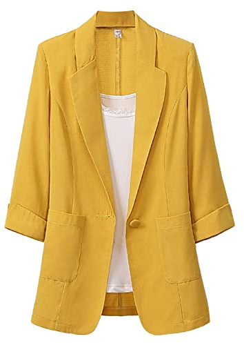 Dam linneblazer sommar stor storlek, lång kavaj för stora storlekar, kavaj sportig kostymjacka med knappar blazer långärmad damblazer affärsjacka lätt kontor med fickor affärsblazer