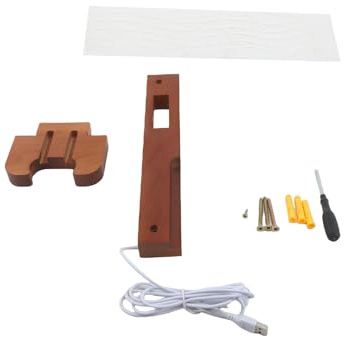 Generic Gitarrväggfäste med LED Light Up Design, Robust Trähängare för Heminredning, USB-driven och Plockhållare, Passar 5-8 Kg
