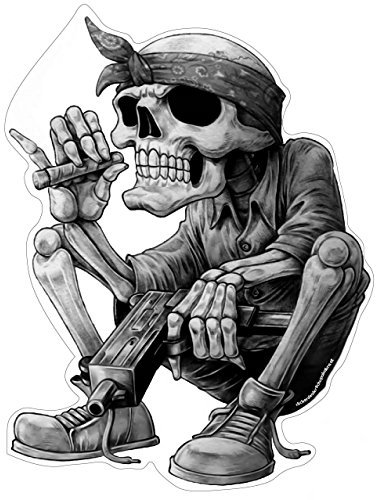 stickerdealer_chupacabra Gangster Hip-Hop Aufkleber Sticker Rap Musik Skelett Skull Schädel Rapper Cool Bandana Zigarre ca. 13x10 cm