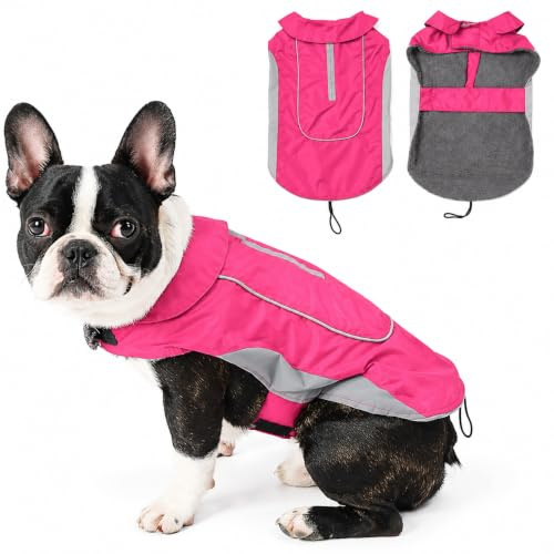 Morezi Dog Warm Coats Jackets Waterproof Coats with Harness Hole Puppy Coat for Small Medium Dogs - Pink - XL