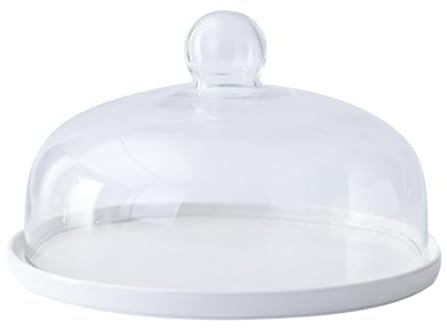 DOITOOL Kuchenteller Klar Glas Dome Cloche mit Keramik Basis Griff Cloche Glocke Glas Kuchen Display Fall Tabletop Mittelpunkt für Dessert K?se ? 8 Zoll Kuchenstand