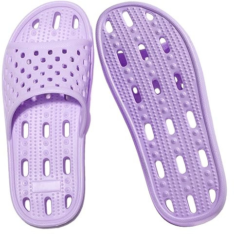 Josaywin Chaussons de Douche Femme Claquette Salle de Bain Légères Confortables Chaussures de Piscine et Plage Pantoufles de Douche AntidéRapantes avec Trou Pour Douche Violet 38
