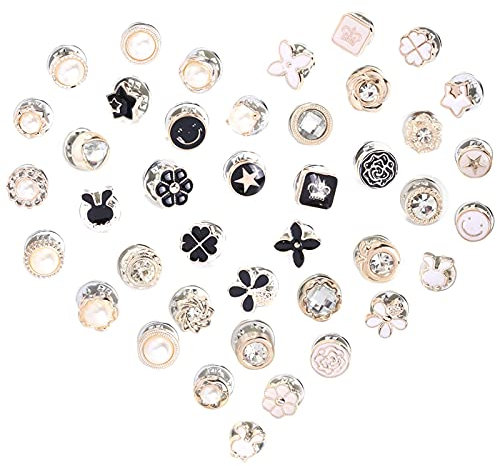 Dzmuero Damen-Brosche für Kleidung, Knopf, Perlen, für Hemdbrosche, für Damen, 40 Stück