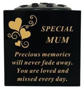 David Fischhoff Graveside Memorial Black & Gold Rose Bowl with Hearts - Special Mum