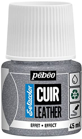 Pébéo - Setacolor Leder - Acrylfarbe für Leder und Kunstleder - Personalisierung von Taschen, Schuhen, Sneakern - kratz-, knick- und scheuerfest - Glitzereffekt - Silberne Pailletten - 45 ml