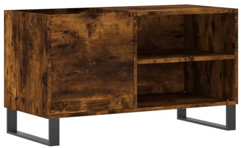 VidaXL Mobile Portadischi Rovere Fumo 85x38x48 cm Legno Multistrato, Portadischi in Vinile