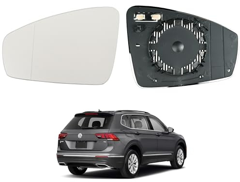 Hebstw Uppvärmd sidospegel för Tiguan 2017 2018 1 st dörrvinge sidospegel glas uppvärmd med bakplatta förare sida vitt glas ytterdörr backglas
