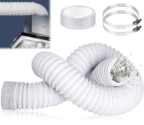 Tuyau Climatiseur Mobile Diamètre de 75 mm Tuyau d'évacuation d'air Flexible en PVC Aluminium 3 m Gaine Ventilation avec 2 Colliers de Serrage pour Climatisation, Hotte, Sèche-linge (75mm)