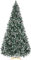 Künstlicher Weihnachtsbaum 270cm mit Schnee-Effekt, Nordmanntanne Premium, Tannenbaum Künstlich mit Schnee & 61 Tannenzapfen & 2500 Spitzen, Schnellaufbau Klappsystem, inkl. Christbaum Holzständer