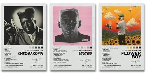 aizhimi Ein Set von 3 Tyler Postern The Creator, Signatur-Poster, Wandkunst, Leinwandposter, Raumdekor-Poster, 20 x 30 cm, 3 Stück, Stil 3 Stück