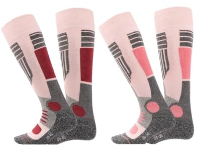 BestSale247 2 Paar Damen Skisocken Skistrumpf Funktionssocken für Wintersport mit Spezial-Polsterung (Pink Rosa, 39-42)