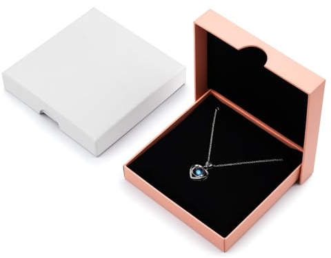 Lot de 2 petites boîtes cadeaux à bijoux - 8,9 x 8,9 x 1,5 cm - Rose/blanc - Petite boîte cadeau pour colliers - Boîtes cadeaux vides en carton avec couvercle - Boîte carrée portable pour bracelets