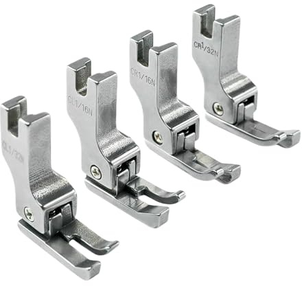 BLOOY - Kit piedino compensatore destro e sinistro (0,1 cm + 0,2 cm) per macchine da cucire CR1/16N+CR1/32N+CL1/16N+CL1/32N (confezione da 4 pezzi)