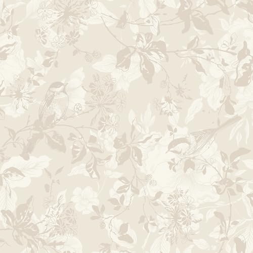 CiCiwind Carta da parati autoadesiva beige, motivo floreale, 44 x 300 cm, impermeabile, per mobili, autoadesiva, in vinile, autoadesiva, per pareti, armadi, mobili