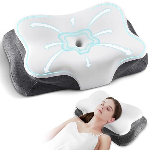 Cuscino per Cervicale,Cuscino Memory Foam per Dormire,Cuscino Traspirante Adatto a Chi Dorme sul Fianco,Sulla Schiena o Sullo Stomaco