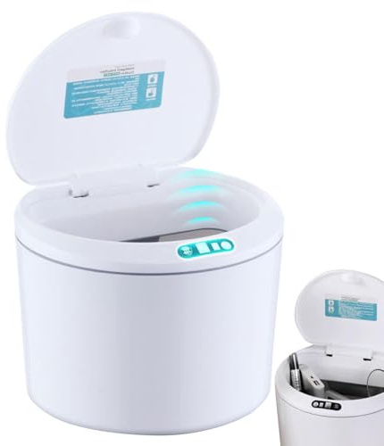 Motion Activated Waste Bin - Smart Touchless Trash Can, USB Rechargeable Container | Compact Sensor Lid Garbage Disposal Box, Hands Free Modern Waste Storage Unit Auto for Toilet Kitchen Room