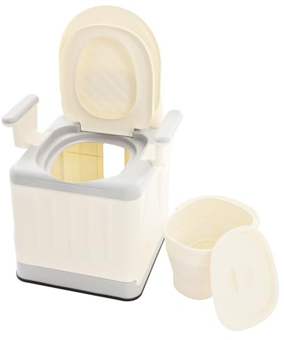 Inodoro plegable con tapa, inodoro portátil, inodoro móvil, inodoro de camping, altura del asiento 39 cm, hasta 150 kg, orinal de viaje para camping, barbacoa, viajes, playa, autoconducción (gris)
