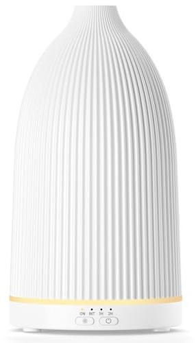 SALKING Diffusore di Oli Essenziali 100ml, Diffusore Profumo Ambiente Elettrico 8 LED, Vaporizzatore Oli Essenziali a Ultrasuoni Senza BPA, per Casa, Yoga e Ufficio, Bianco