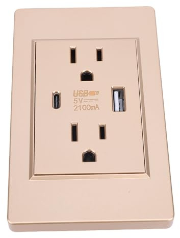 TARSHYRY Vägguttag med USB- och Laddningsportar Av Typ C, 15A Flamskyddande Eluttag för Hemmabruk, Vitt Eluttag med överspänningsskydd (#3)