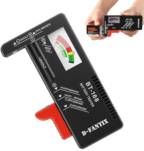 1 PCS Testeur de piles,Testeur de Piles Universel,Testeur De Batterie Multi Taille Digital,Ontrôleur de tension de batterie pour AA AAA C D 9V Batteries à clé à clé 1.5V (Noir,modèle: BT-168).