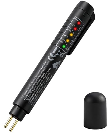 Brake Fluid Liquid Tester Pen,Brake Fluid Moisture Tester with 5 LED Indicators,DOT3 DOT4 DOT5.1 Car Diagnostic Diagnostic Testing Pen,High-Precision ydraulic Liquid Oil Moisture Analyzer