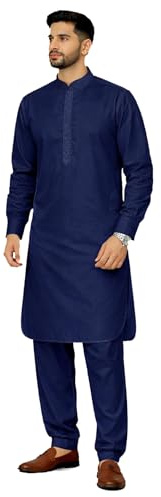 Desi Sarees Men's Egyptian Cotton Pathani Punjabi Kurta Shalwar Kameez With Cuff Sleeves 1939