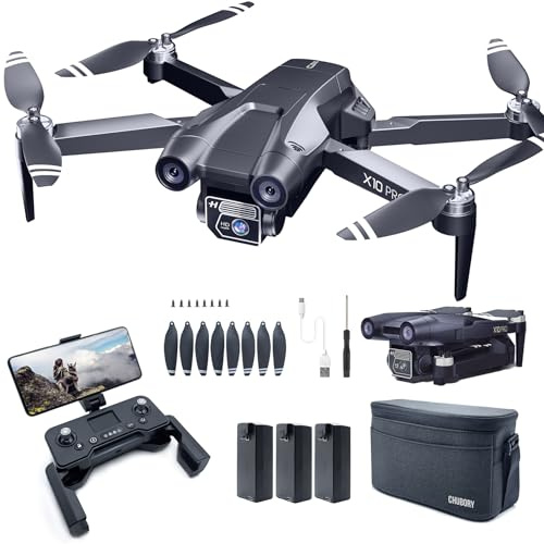 GPS Drone with Camera 4K UHD, 90 Min Long Flight Time, 3280 FT Long Control Range, Auto Return, Auto Follow, Brushless Motor, Ideal RC Quadcopter for Beginners - CHUBORY X10 PRO