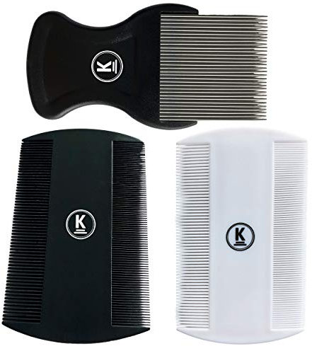 K-Pro Läuse- & Flohkamm 3er-Set – 1 Metallkamm & 2 Kunststoffkämme für Nissen, Staub, Läuse & Flöhe – ideal für Kinder, Erwachsene, Hunde, Katzen & Kleintiere – stabil & mehrfach verwendbar