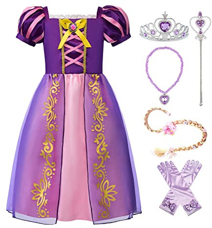 ReliBeauty Petites Filles Robe de Princesse Manches Juliettes Costume Violet,4-5ans/102-112cm(Étiquette110)
