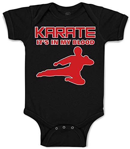 Baby Bodysuit Karate It's in My Blood Karate Mma Boy & Girl Baby Clothes Funny Cotton Black Design Only 12 Months