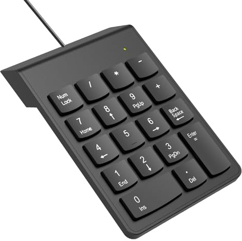 NOOX USB Numeric Keypad Numpad Portable Slim Mini 10 Key Number Pad Keyboard for Laptop Desktop Computer PC, Compatible with ChromeBook Surface Notebook, Tax Accountant Calculate Office Travel & Home