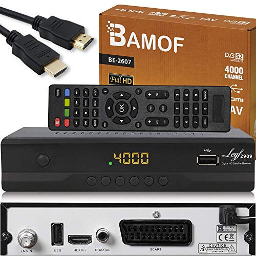 hd-line Bamof BE-2607 Digital Satelliten Sat Receiver - (HDTV, DVB-S/S2, HDMI, SCART, 2X USB 2.0, Full HD 1080p) [Vorprogrammiert für Astra Hotbird Türksat] [Energieklasse A+++]