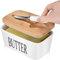 Large Butter Dish with Lid, Porcelain Butter Container with Knife Holds 2 Sticks of Butter with Double Silicone Seals design, Ceramic Butter Dish with Covers Perfect for East West Coast Butter,White