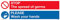 Duales Standard rotes Verbotssymbol & Hände waschen Symbol in blauem Kreis Schild – 150 x 50 mm – L15