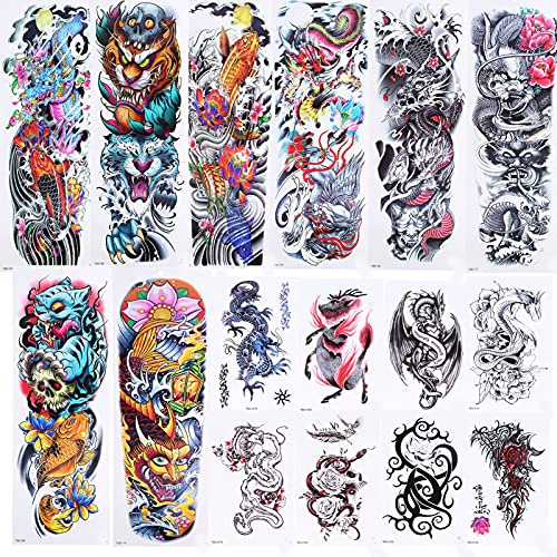 16st Arm Tattoo Sticker Vattentät Sweat Proof Lifelike Temporary Tattoo Sticker Women Men Body Art Fake Tattoos