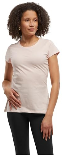 Build Your Brand Damen Basic Tee – Figurbetontes Baumwoll T-Shirt mit Rundhalsausschnitt & kurzen Ärmeln, ideal für Alltag, Freizeit & Veredelung,Rosa,5XL