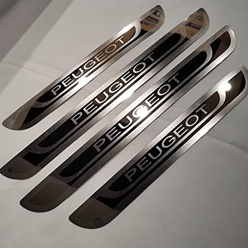 Ever TA 4 Pièces Plaques Plinthes en en Acier Inoxydable pour Peu-geot 308 208 508 207 3008 2008 307, Voiture Seuil de Porte Door Sill Contre Les Rayures Protection Accessoires, Silver