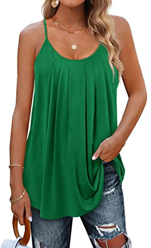 Minetom Haut Femme sans Manche Ete Débardeur Long Cami Gilet à Bretelles évasée Blouse Casual Basique Tshirt à la Maison Top