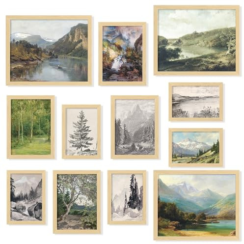97 Decor Vintage Wall Decor - Rustic Wall Art, Rustic Gallery Wall Print, Vintage Art Prints, French Country Nature Landscape Painting, Moody Vintage Poster Picture for Bedroom (UNFRAMED)