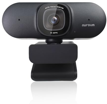 NUROUM V32AF 4K webbkamera för PC, justerbar FOV, premium CMOS, autofokus automatisk inramning, brusreducerande mikrofoner, USB-plug & Play-webbkamera för stationära/laptop/Mac, videosamtal med