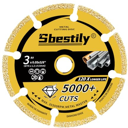 Sbestily 76mm Cut Off Wheels for Metal, Heavy Duty Diamond Cutting Wheel 9.5mm Arbor Hole Cutter Disc with 5000+ Cuts on Rebar, Steel, Iron and INOX