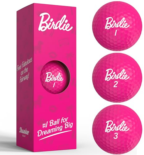 Shanker Golf Balls - Pelotas de golf rosa Birdie - Divertido regalo de golf para mujeres (manga de 3, novedad) - La pelota #1 para soñar en grande - Pelotas de golf para mujer